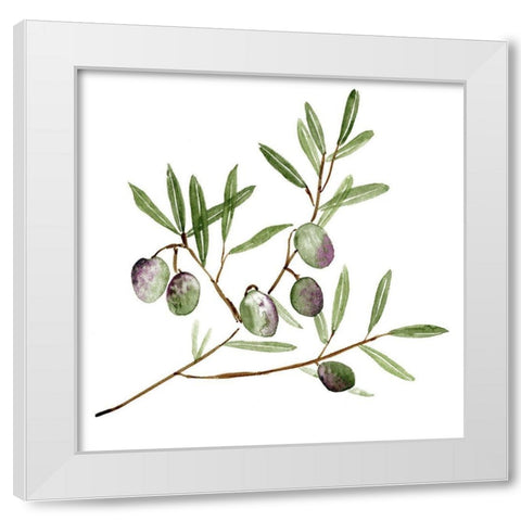 Olive Branch II White Modern Wood Framed Art Print by Wang, Melissa