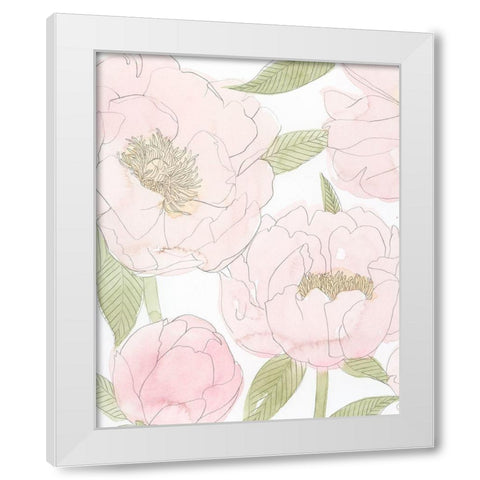 Veiled Peonies I White Modern Wood Framed Art Print by Popp, Grace