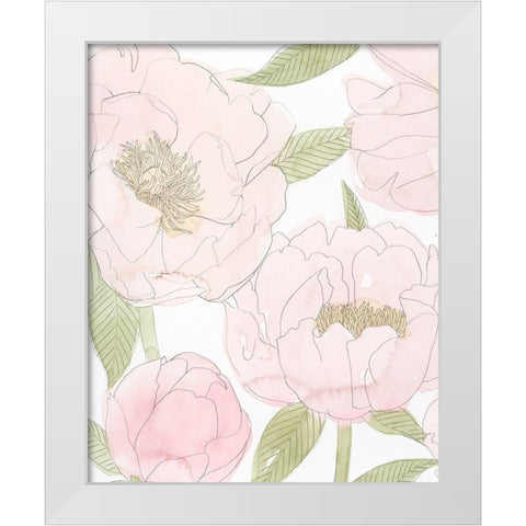 Veiled Peonies I White Modern Wood Framed Art Print by Popp, Grace