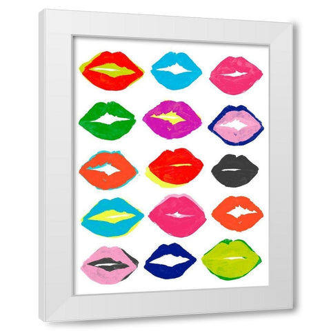 Kiss Kiss I White Modern Wood Framed Art Print by Vess, June Erica