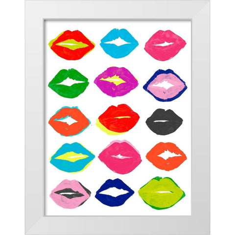 Kiss Kiss I White Modern Wood Framed Art Print by Vess, June Erica