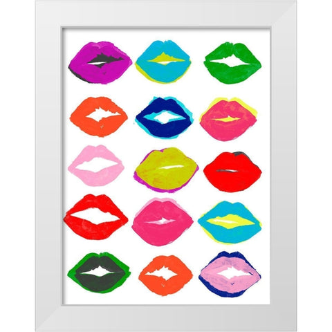 Kiss Kiss II White Modern Wood Framed Art Print by Vess, June Erica