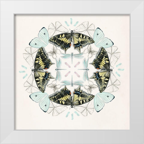 Butterfly Mandala I White Modern Wood Framed Art Print by Parker, Jennifer Paxton