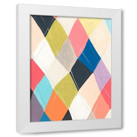 Harlequin Hopscotch I White Modern Wood Framed Art Print by Vess, June Erica