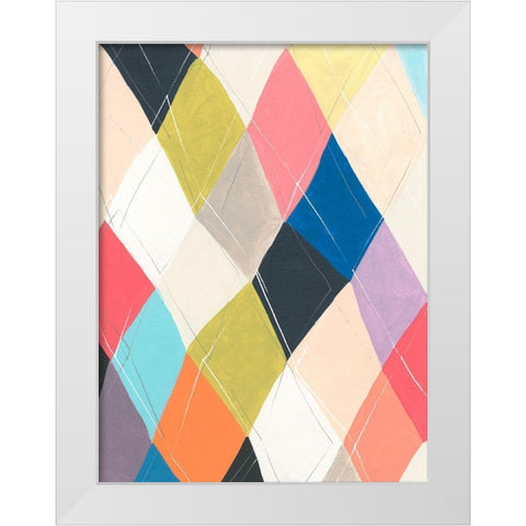 Harlequin Hopscotch I White Modern Wood Framed Art Print by Vess, June Erica