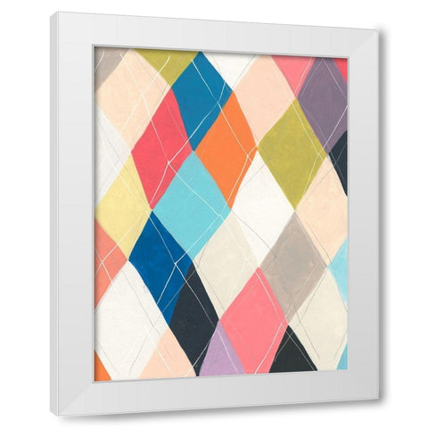 Harlequin Hopscotch II White Modern Wood Framed Art Print by Vess, June Erica