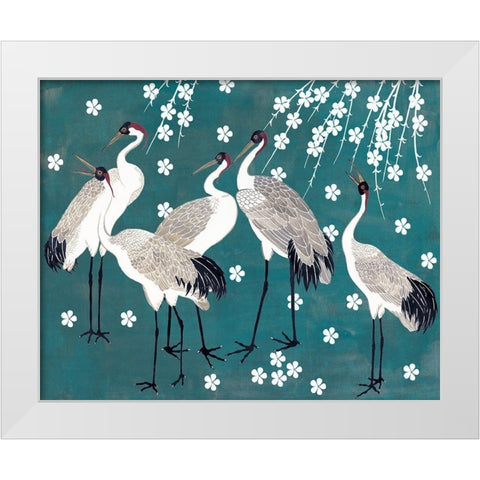 Crane at Night I White Modern Wood Framed Art Print by Wang, Melissa