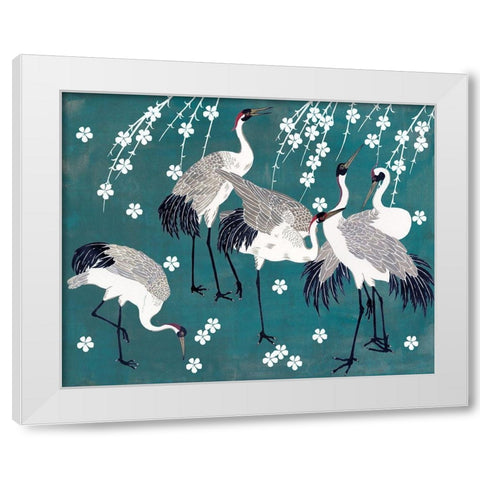 Crane at Night II White Modern Wood Framed Art Print by Wang, Melissa