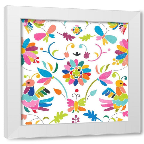 Folklorica III White Modern Wood Framed Art Print by Vess, June Erica