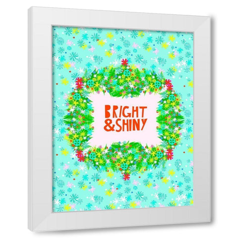 Merry and Bright V White Modern Wood Framed Art Print by Blanckslate