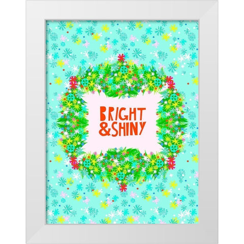 Merry and Bright V White Modern Wood Framed Art Print by Blanckslate