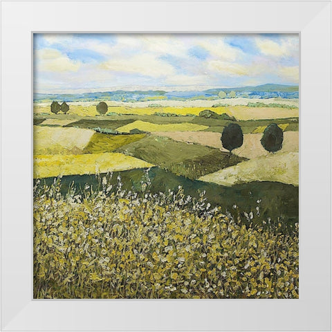 Green Hills White Modern Wood Framed Art Print by Friedlander, Allen