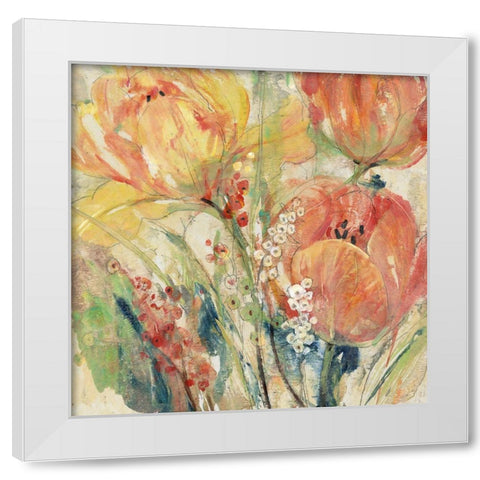 Custom Spring Tulip Array I White Modern Wood Framed Art Print by OToole, Tim