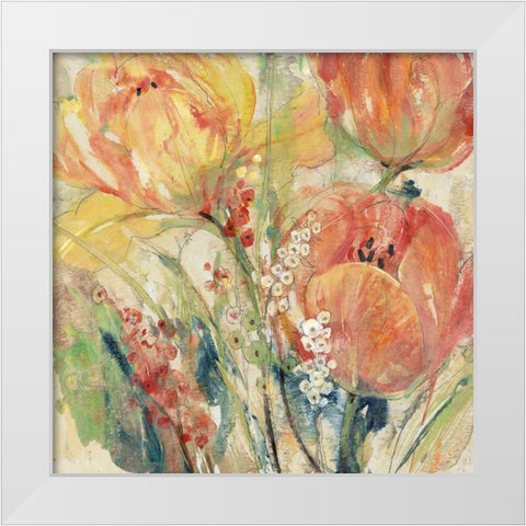 Custom Spring Tulip Array I White Modern Wood Framed Art Print by OToole, Tim