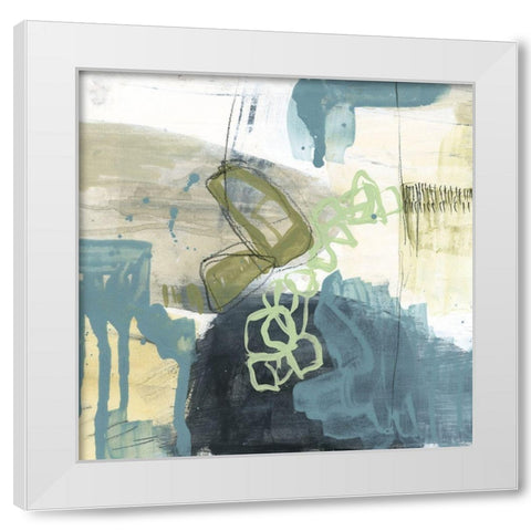 Custom Blue Exploration I White Modern Wood Framed Art Print by Goldberger, Jennifer