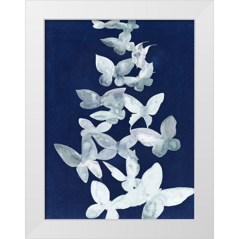 Indigo Butterfly Falls I White Modern Wood Framed Art Print by Popp, Grace