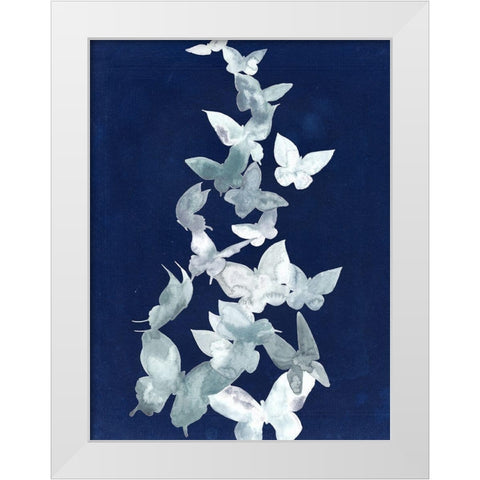 Indigo Butterfly Falls II White Modern Wood Framed Art Print by Popp, Grace