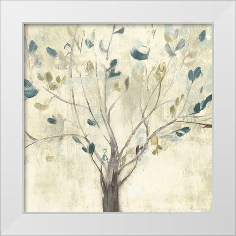 Trees of Blue I White Modern Wood Framed Art Print by Goldberger, Jennifer