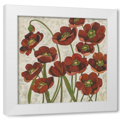 Sangria Poppies I White Modern Wood Framed Art Print by Zarris, Chariklia