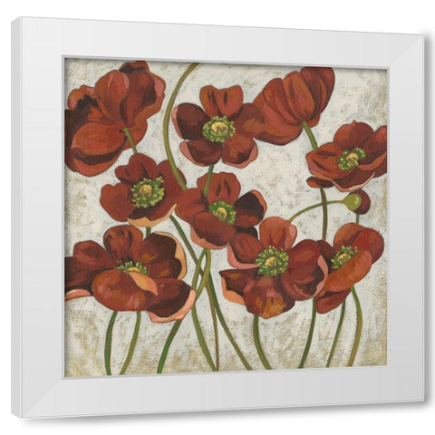 Sangria Poppies II White Modern Wood Framed Art Print by Zarris, Chariklia