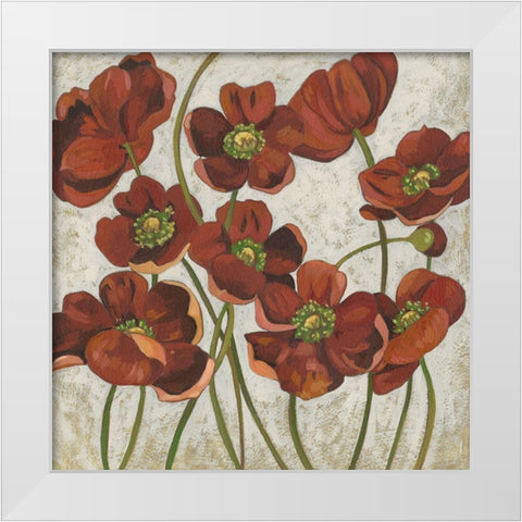 Sangria Poppies II White Modern Wood Framed Art Print by Zarris, Chariklia