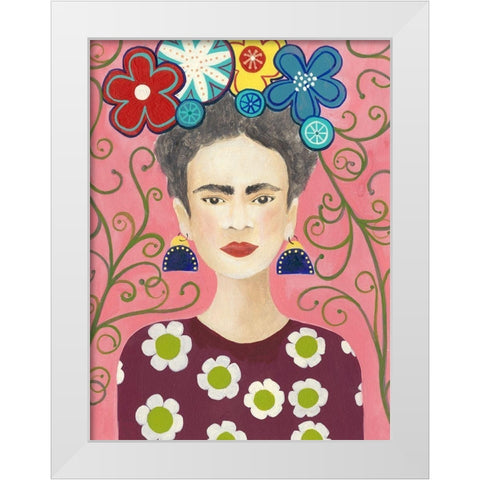 Frida Floral I White Modern Wood Framed Art Print by Moore, Regina