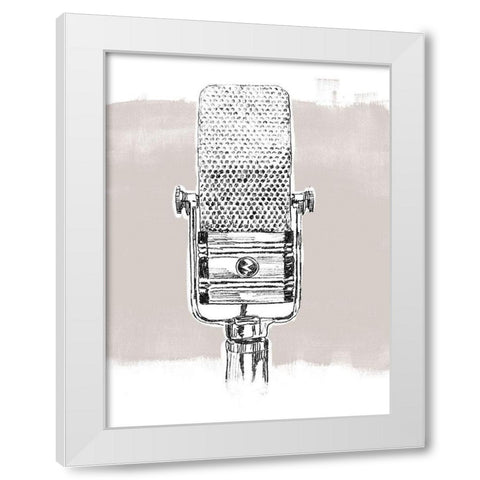 Monochrome Microphone I White Modern Wood Framed Art Print by Vess, June Erica