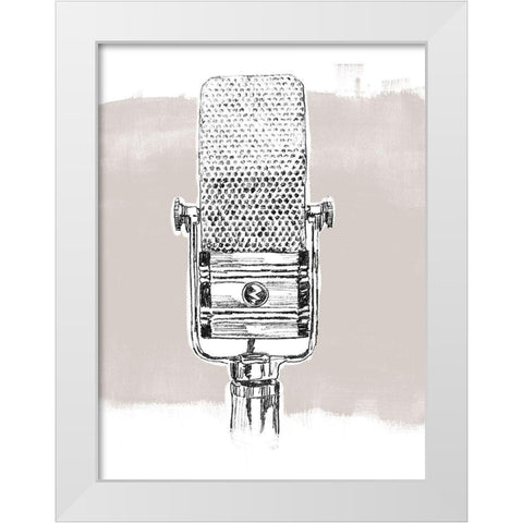 Monochrome Microphone I White Modern Wood Framed Art Print by Vess, June Erica