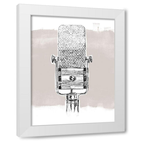 Monochrome Microphone I White Modern Wood Framed Art Print by Vess, June Erica