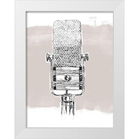 Monochrome Microphone I White Modern Wood Framed Art Print by Vess, June Erica