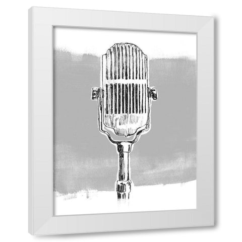 Monochrome Microphone II White Modern Wood Framed Art Print by Vess, June Erica