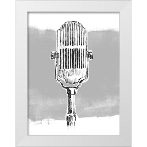 Monochrome Microphone II White Modern Wood Framed Art Print by Vess, June Erica