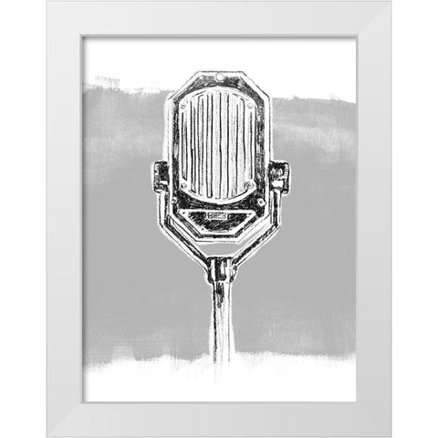 Monochrome Microphone III White Modern Wood Framed Art Print by Vess, June Erica
