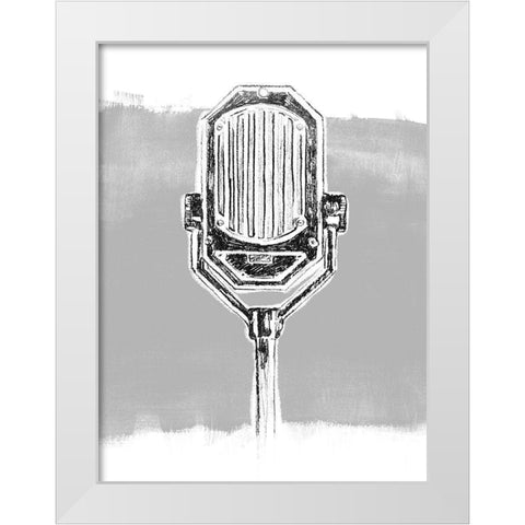Monochrome Microphone III White Modern Wood Framed Art Print by Vess, June Erica