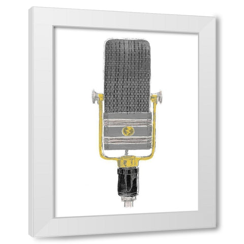 Mic Check I White Modern Wood Framed Art Print by Vess, June Erica