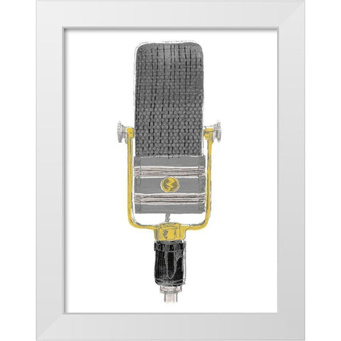 Mic Check I White Modern Wood Framed Art Print by Vess, June Erica