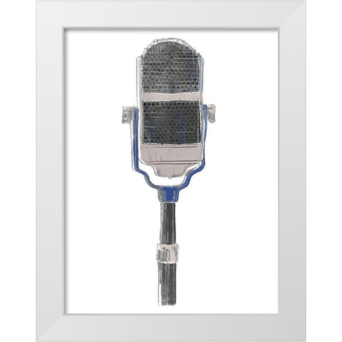 Mic Check II White Modern Wood Framed Art Print by Vess, June Erica