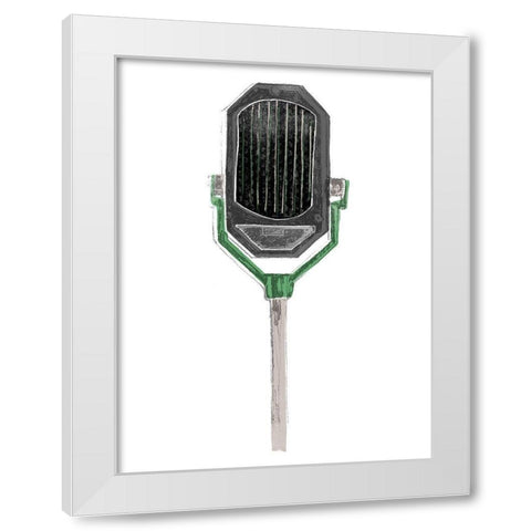 Mic Check III White Modern Wood Framed Art Print by Vess, June Erica