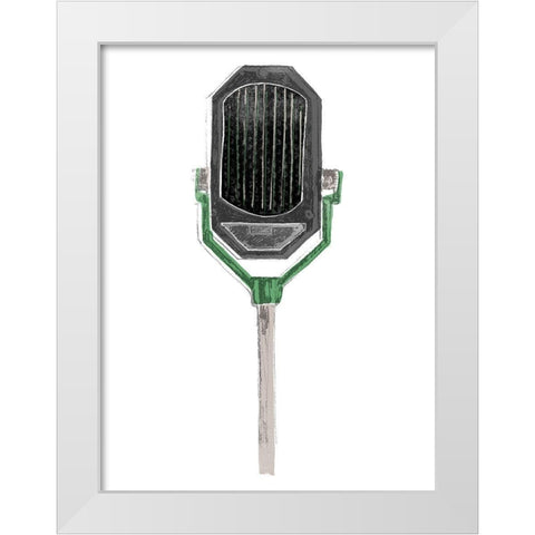 Mic Check III White Modern Wood Framed Art Print by Vess, June Erica