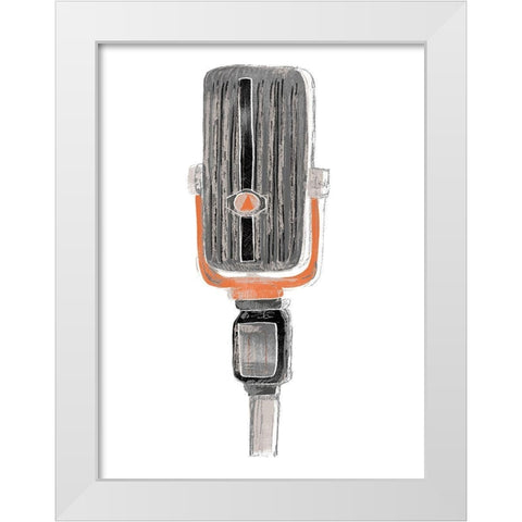 Mic Check IV White Modern Wood Framed Art Print by Vess, June Erica