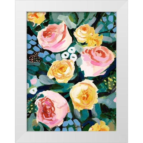 Flower Jumble II White Modern Wood Framed Art Print by Borges, Victoria