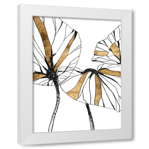 Linear Tropics with Gold I White Modern Wood Framed Art Print by Vess, June Erica