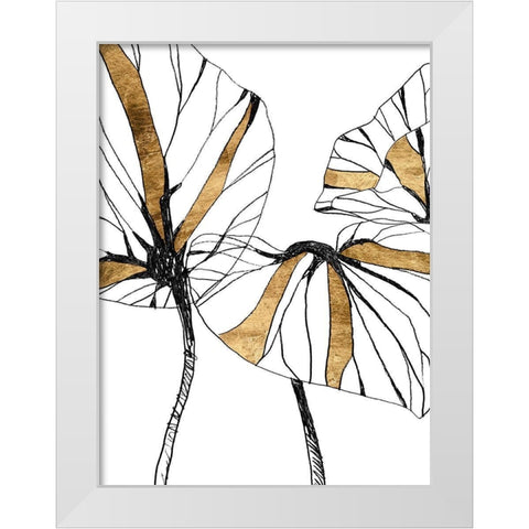 Linear Tropics with Gold I White Modern Wood Framed Art Print by Vess, June Erica
