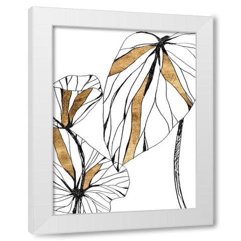 Linear Tropics with Gold II White Modern Wood Framed Art Print by Vess, June Erica