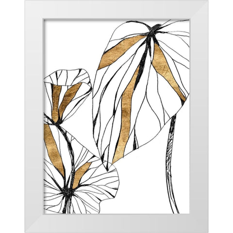 Linear Tropics with Gold II White Modern Wood Framed Art Print by Vess, June Erica