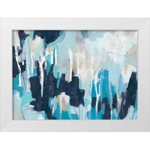 Fractal Blues I White Modern Wood Framed Art Print by Vess, June Erica