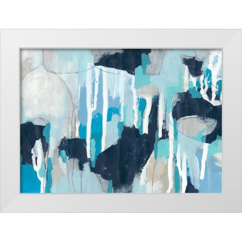 Fractal Blues II White Modern Wood Framed Art Print by Vess, June Erica