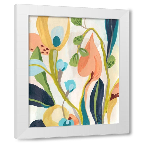 Jungle Jewels I White Modern Wood Framed Art Print by Vess, June Erica