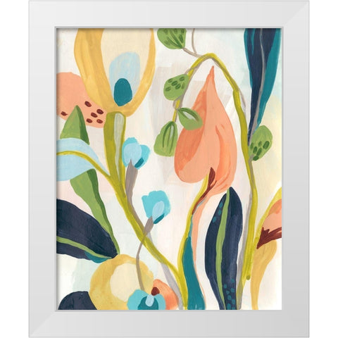 Jungle Jewels I White Modern Wood Framed Art Print by Vess, June Erica