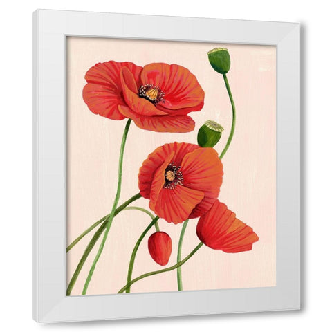 Soft Coral Poppies I White Modern Wood Framed Art Print by Popp, Grace